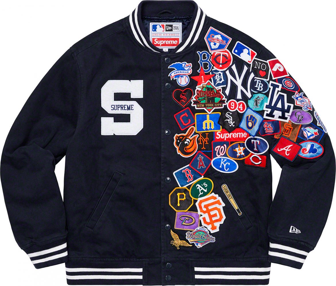 Supreme New Era MLB Supreme S/S20 SS20 2020 New Era MLB Varsity Jacket Black Noir