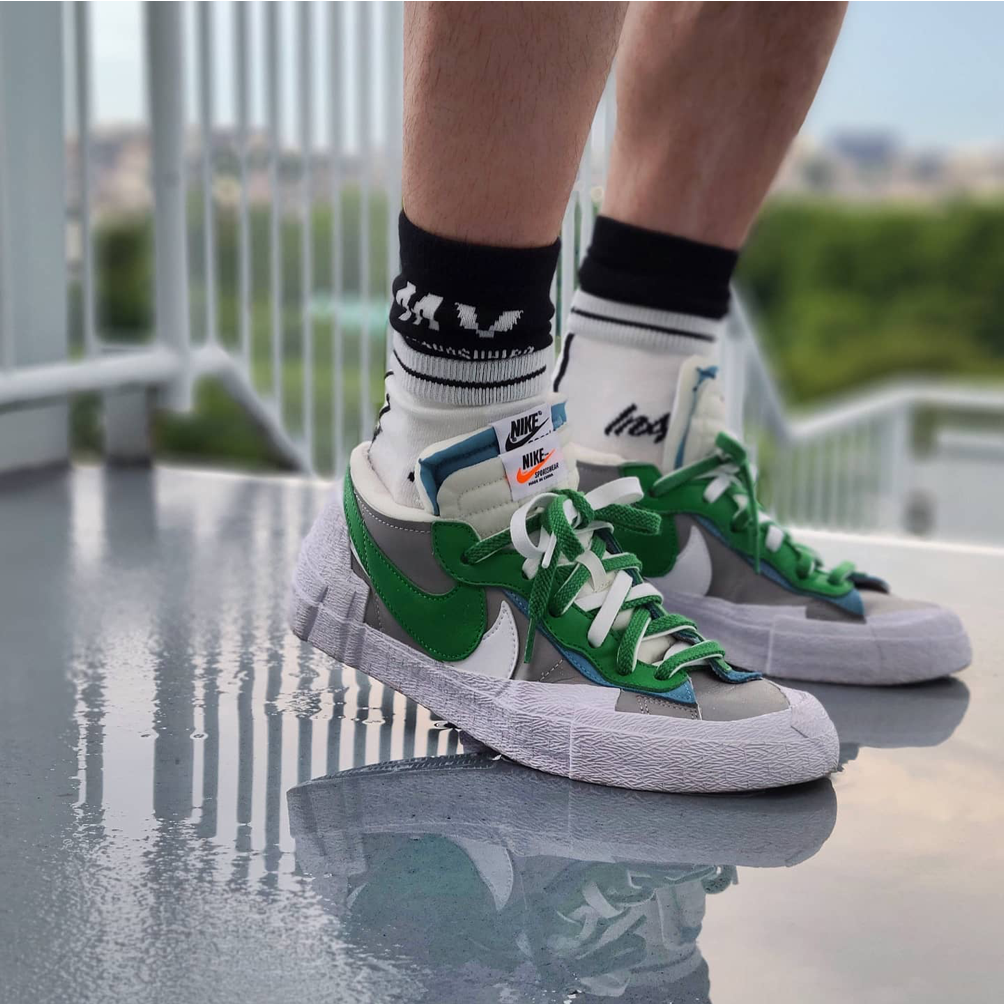 Nike Blazer Low Sacai Medium Grey Classic Green